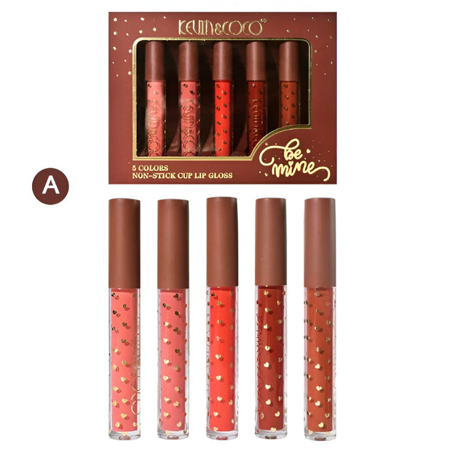 Set Rujuri de Buze, KEVIN &amp; COCO, Be Mine 5 Culori, 14.4 x 10.9 x 2.5 cm, Roz/Rosu, Varianta A - vivimall.ro