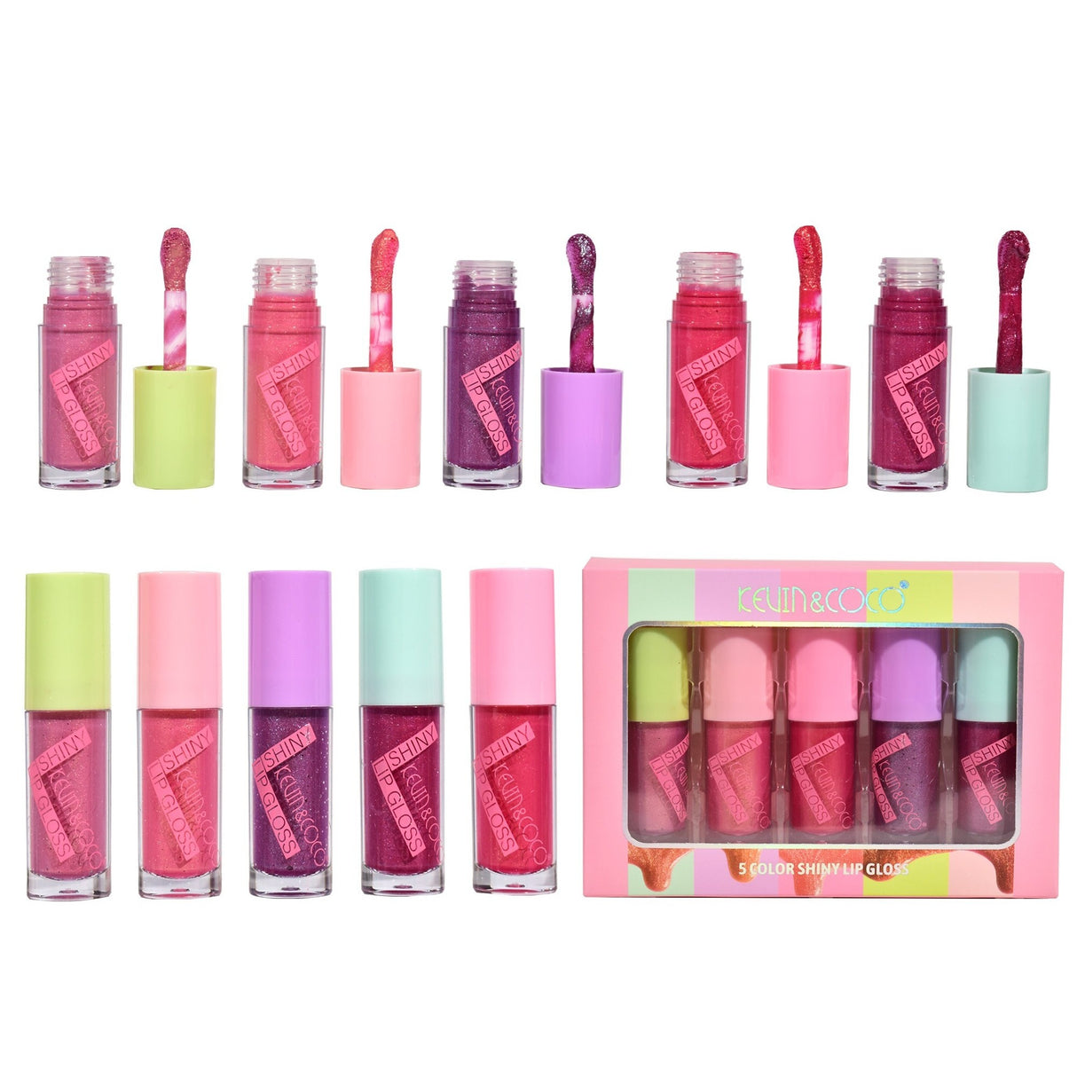Set 5 Rujuri, Kevin Coco, Dreamy Pink, Lip-Gloss, Sidefate, Multicolor - vivimall.ro