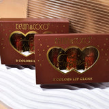 Set Rujuri de Buze Lucioase, KEVIN &amp; COCO, Be Mine 3 Culori, Lip-Gloss, 11 x 7.3 x 2.7cm, Roz-Rosu, Varianta B - vivimall.ro