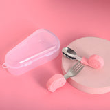 Set Tacamuri pentru Bebelusi, Vivimall, Lingura si Furculita, Inox/Silicon, 1- 3 Ani, Model cu Animale, Multicolor - vivimall.ro