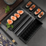 Set Ustensile Pentru Facut Sushi 10 Piese, Forma Inima Inclus, 3 Forme Clasice, Extensibil, Finisaj Lucios, Material Abs, Curatare Usoara, Negru - vivimall.ro
