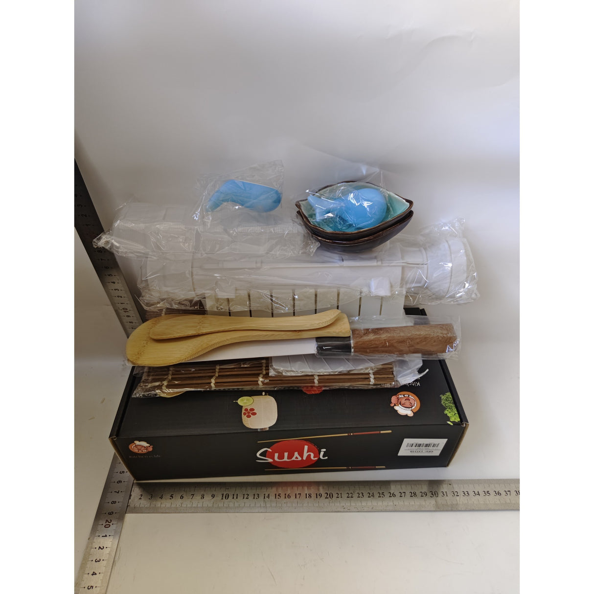 Set Ustensile pentru Sushi, Vivimall, Set din 19 Accesorii pentru Sushi, Set pentru Sushi HOME MADE, Cutit Inclus, Forme, Betisoare, Multicolor - vivimall.ro