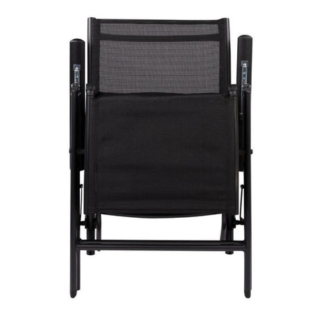 Scaun 2in1 de Gradina, Vivimall, Sezlong, Suport Picioare, Pliabil, Cadru Metalic, Impermeabil, 47 x 110 x 46 cm, Negru - vivimall.ro