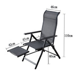 Scaun 2In1 De Gradina, Sezlong, Suport Picioare, Pliabil, Cadru Metalic, Impermeabil, 47 X 110 X 46 Cm, Negru - vivimall.ro