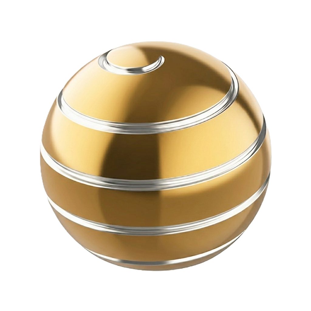 Sferă fidget spinner metalic auriu Flippy, aliaj zinc, diametru 40 mm, vedere frontală