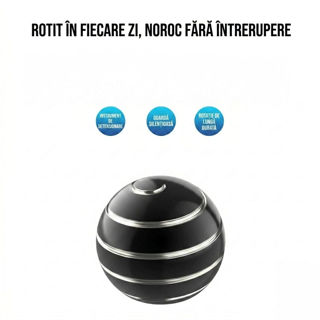 Sfera Fidget Spinner Metalic, Flippy, Corp Aliaj Zinc, Rulment Inox, Jucarie Antistres pentru Focus si Relaxare, Diametru 40 mm, Gadget pentru Birou, Scoala, Cadou pentru Copii si Adulti, Negru - vivimall.ro