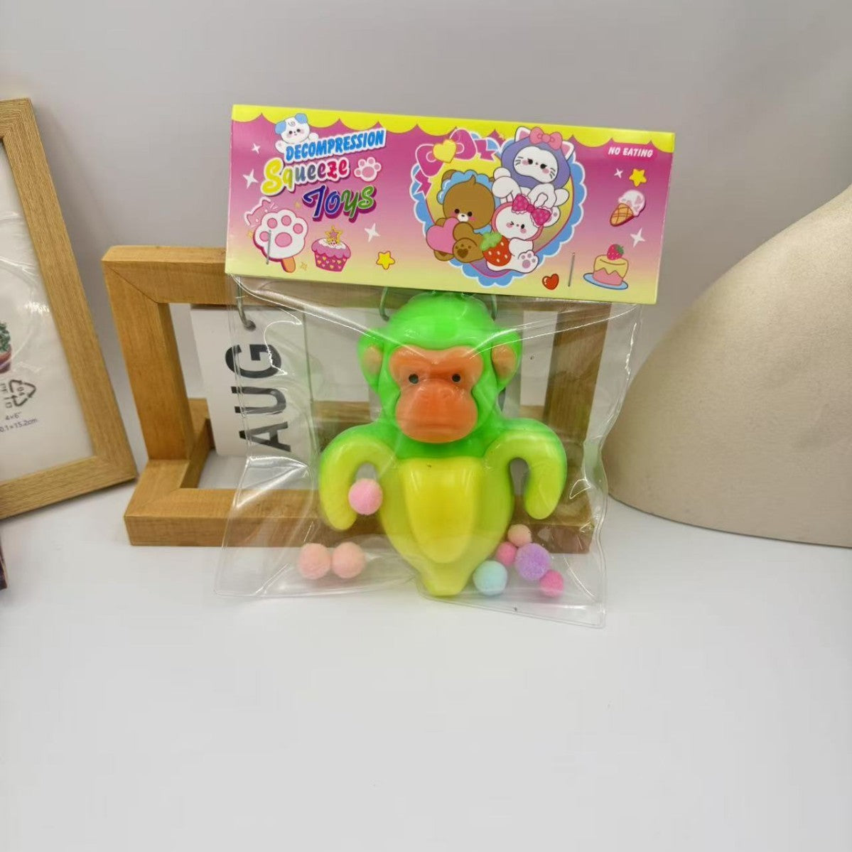 Jucarie Antistres Squishy, Flippy, cu Revenire Lenta, Squeeze Toys, Model Cimpanzini Bananini, Ambalaj Transparent, Galben/Verde - vivimall.ro