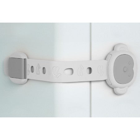 Siguranta pentru Usi Copii, Vivimall, Sistem de Blocare Sertare, Dulap, Frigider, Adeziv, cu Sistem de Inchidere Dublu, Model Maimutica, Alb - vivimall.ro