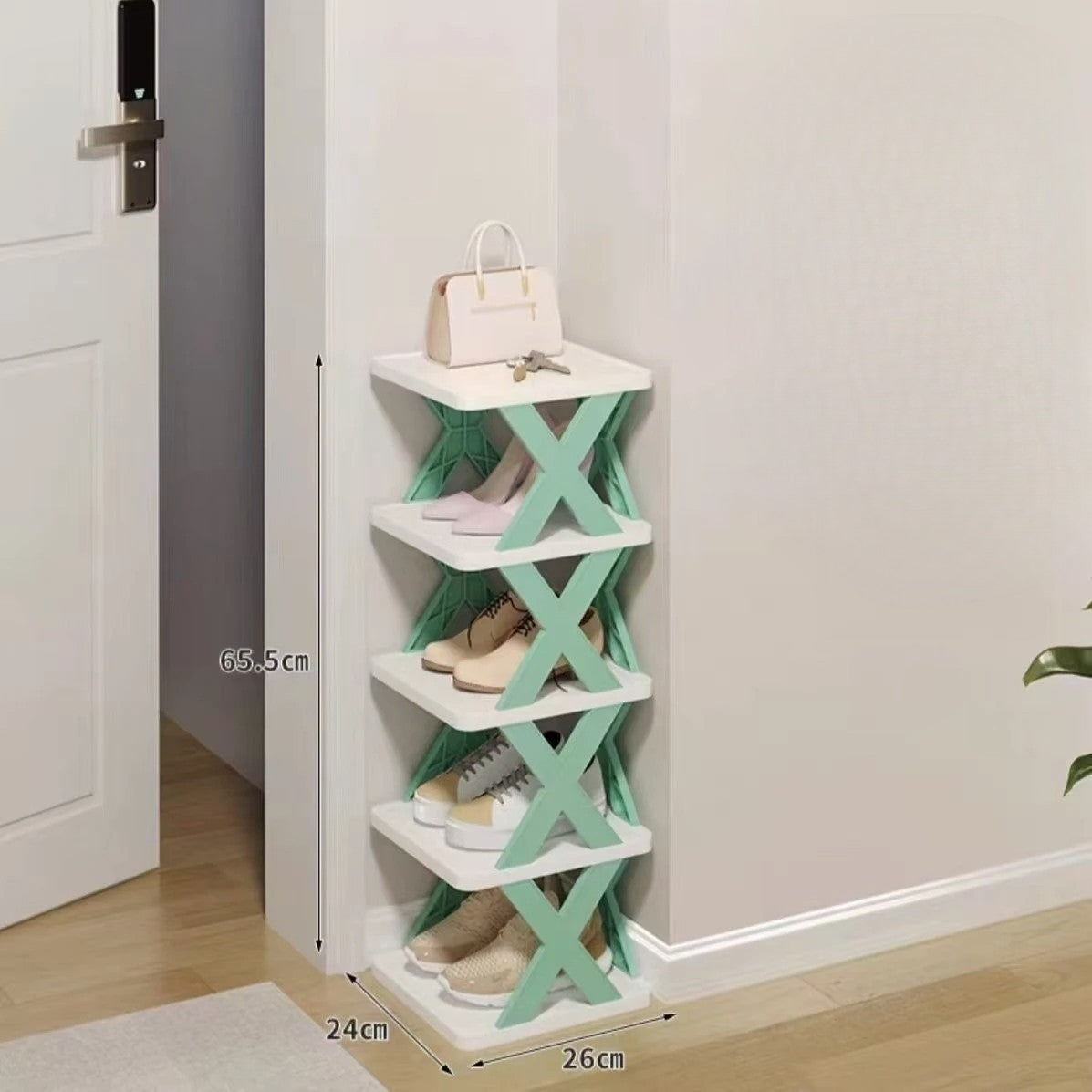 Organizator de Pantofi, Vivimall, 5 Straturi, din ABS, Suport Modular, 65.5 x 24 x 26 cm, Turcoaz - vivimall.ro
