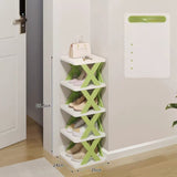 Organizator de Pantofi, Vivimall, 5 Straturi, din ABS, Suport Modular, 65.5 x 24 x 26 cm, Alb/Verde - vivimall.ro