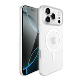 Husă iPhone 17 Pro magnetică ultra-subțire din policarbonat, culoare albă, vedere frontală