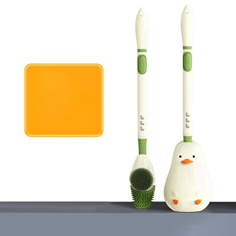 Perie de Toaleta, Flippy, cu Suport de Perete, Recipient Detergent, 2 Tipuri de Perii, Model Rata, Verde