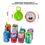 Capac Anti Varsare pentru Doze, Flippy, Model cu Pai Transparent, Reutilizabil, din Plastic, cu Maner Transportabil, 5.4 cm, Gri - vivimall.ro