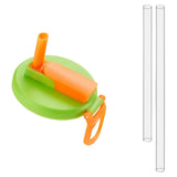 Capac Anti Varsare pentru Doze, Flippy, Model cu Pai Transparent, Reutilizabil, din Plastic, cu Maner Transportabil, 5.4 cm, Verde - vivimall.ro