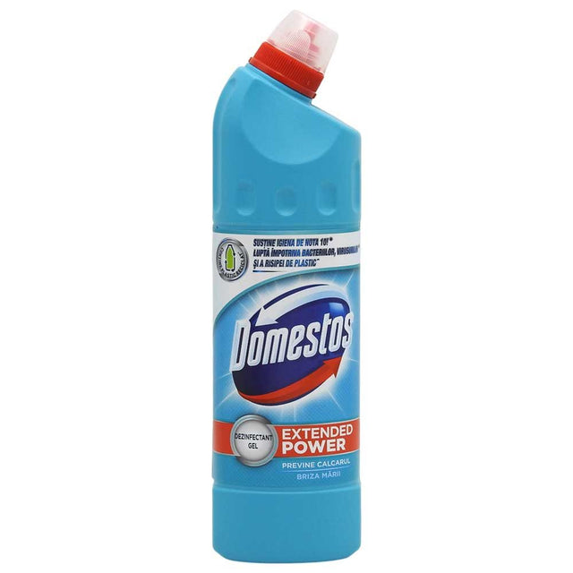 Soluție Domestos WC Lichid Atlantic Fresh 750 ml, flacon gel antibacterian pentru curățarea vasului de toaletă