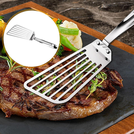 Spatula Flexibila Fish Turner, Din Otel, Durabila, Cu Margini Subtiri Pentru Taiere, Pentru Carne, Oua, Peste, Multifunctionala, Argintiu - vivimall.ro