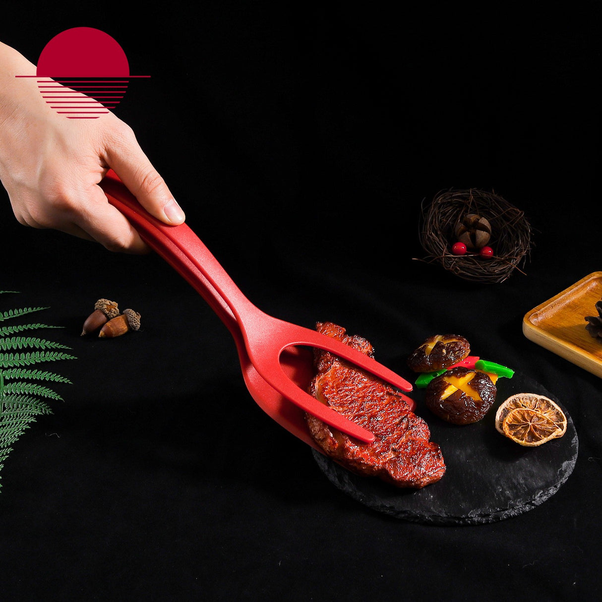 Spatula Multifunctionala Tip Cleste, Spatula Cleste Pentru Gatit, Silicon Pp, Pentru Alimente, Carne, Paine, 31 X 8.5 Cma-Rosu - vivimall.ro