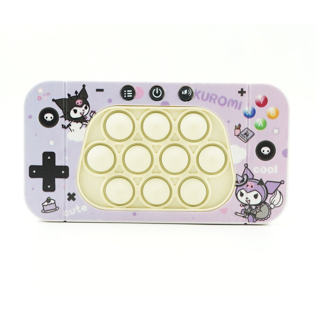 Jucarie interactiva tip consola pentru copii Vivimall, speed push whack-a-mole, joc de viteza pop it, material ABS/silicon, cu nivele, sunete si lumini, 15.5 x 7.6 x 5.3 cm, model elfi, mov - vivimall.ro