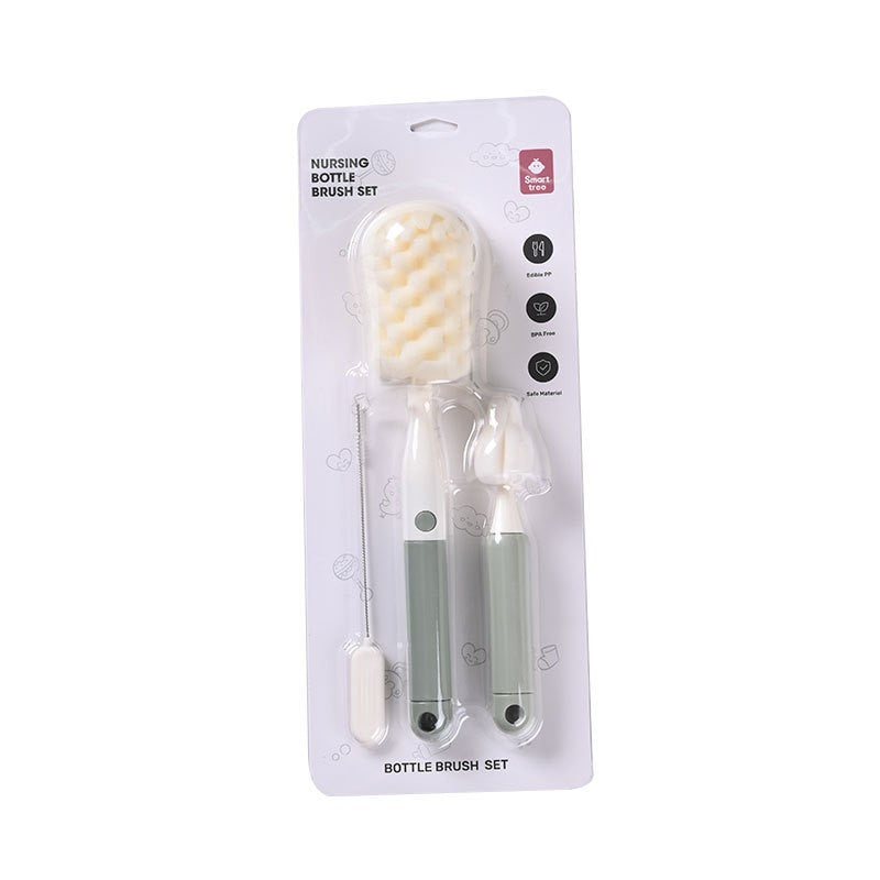 Set 3 Perii de Spalat Biberoane, Vivimall, pentru Tetina, Biberon, Pai, Materiale Sigure, fara BPA, Curatare 360°, Verde - vivimall.ro