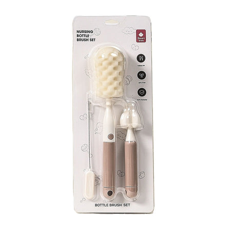 Set 3 perii spălat biberoane Vivimall, roz, vedere de ansamblu cu toate cele 3 piese