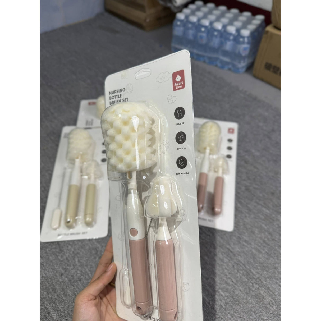 Set 3 Perii de Spalat Biberoane, Vivimall, pentru Tetina, Biberon, Pai, Materiale Sigure, fara BPA, Curatare 360°, Roz - vivimall.ro