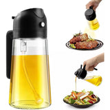 Recipient Ulei, Vivimall, 2in1, Functie Spray/Turnare, din Sticla, 470 ml, Fara Scurgere, Negru - vivimall.ro