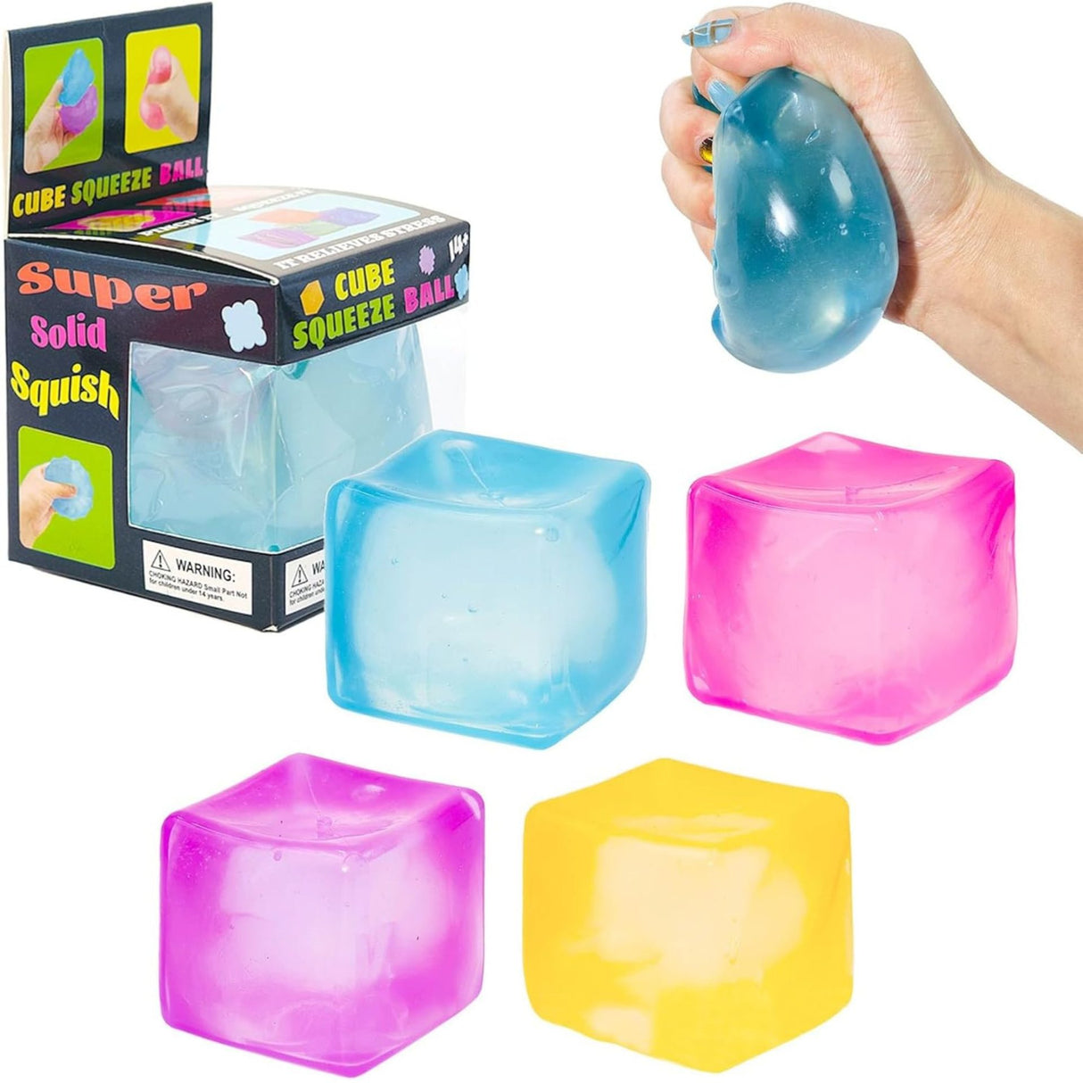 Jucarie Senzoriala Squishy, Flippy, Model Cub de Gheata, 1 Bucata, Jucarie Antistres pentru Copii si Adulti, Efect Calmant cu Revenire Lenta, 5.5  x 5.5 x 5.5 cm, Culoare Aleatorie - vivimall.ro