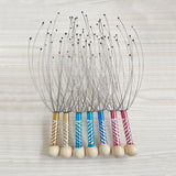 Dispozitiv Masaj Capilar, Flippy, Tip Caracatita, 12 Brate din Otel Inoxidabil, Maner din Lemn, Stimulare Circulatie Sanguina, Accelerarea Cresterii Parului, Anti-Stres, Multicolor - vivimall.ro