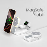 Statie de Incarcare MagSafe 3 in 1, Vivimall, Magnetica Wireles Charger, Compatibil cu Apple iPhone, iWatch, AirPods, New Design, Max 23W, 11 x 6.5 x 2.9 cm Alb Ivory - vivimall.ro