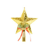 Varf decorativ de brad, Auriu, in forma de Stea, cu decoratiune Merry Christmas, din Plastic, 18.5 x 15 cm, Interior,Exterior, Vivimall - vivimall.ro