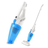 Aspirator vertical 2în1 fără sac, 600W, culoare albastru, vedere frontală completă, înălțime 95 cm