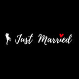 Sticker Autocolant, Vivimall, Tematica Nunta, Model Indragostiti, cu Scris Just Married, 50x11.5 cm, Alb - vivimall.ro