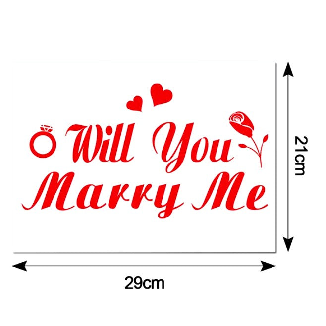 Sticker Autocolant, Vivimall, Tematica Nunta, Model Scris Will You Marry Me, 21x29 cm, Rosu - vivimall.ro