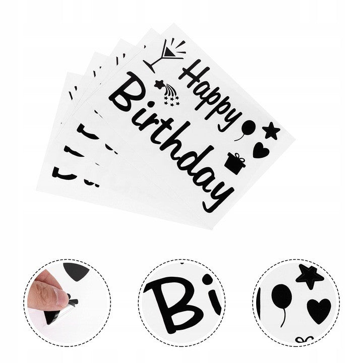 Sticker Autocolant Pentru Baloane Happy Birthday | PartyCharm