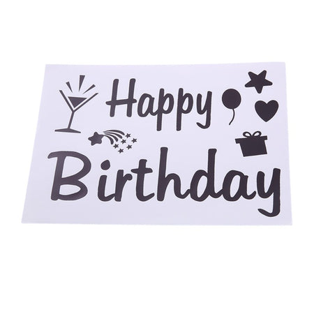 Sticker Autocolant pentru Baloane, Vivimall, Tematica Aniversare, Model Happy Birthday, 29x21 cm, Negru - vivimall.ro
