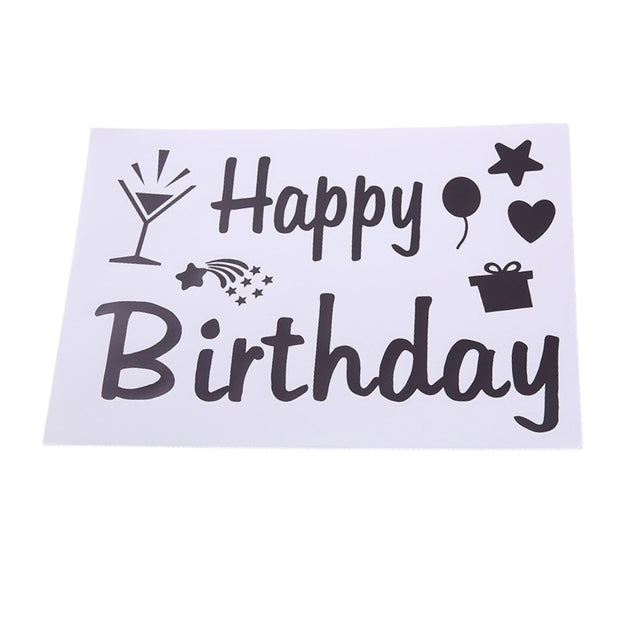 Sticker Autocolant pentru Baloane, Vivimall, Tematica Aniversare, Model Happy Birthday, 29x21 cm, Negru - vivimall.ro