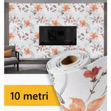 Rola Autoadeziva Pentru Perete, Din Panza, 10 M, Rezistenta La Umezeala, 2.5 Mm Grosime, Model Flori, Portocaliu - vivimall.ro