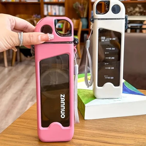 Sticla De Apa Pentru Sport, 350 Ml, Cu Pai Si Capac, 23X7X4.4 Cm, Buton De Blocare, Din Pc - vivimall.ro