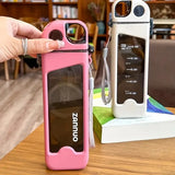 Sticla De Apa Pentru Sport, 350 Ml, Cu Pai Si Capac, 23X7X4.4 Cm, Buton De Blocare, Din Pc - vivimall.ro