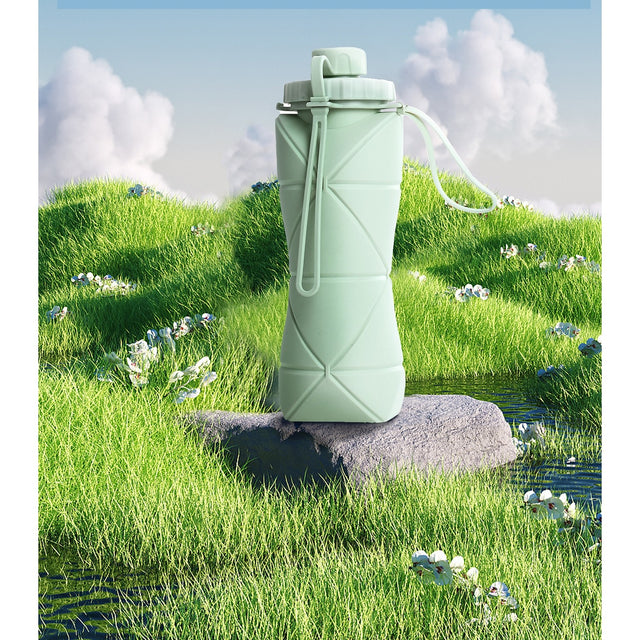 Sticla apa pliabila silicon verde | FlexSip - vivimall.ro