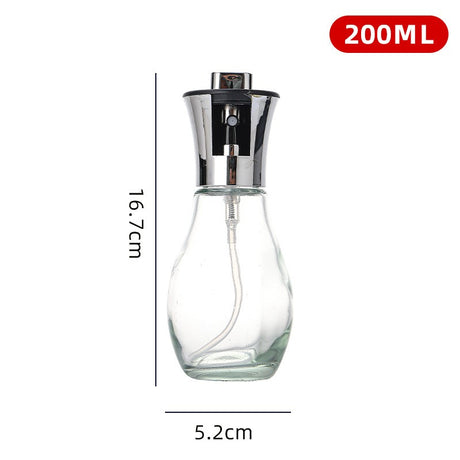 Sticla de ulei cu Pulverizator, Vivimall, Sticla pentru Lichide de Bucatarie, Otet, Sos, 16.7 x 5.2 cm, Volum 200 ml, Silver - vivimall.ro