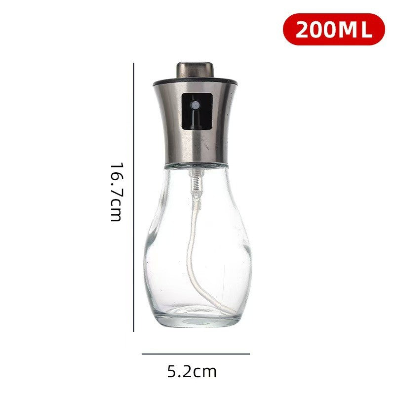 Sticla de ulei cu Pulverizator, Vivimall, Sticla pentru Lichide de Bucatarie, Otet, Sos, 16.7 x 5.2 cm, Volum 200 ml, Gri - vivimall.ro