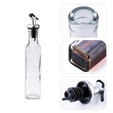 Sticla de Ulei de Masline, Vivimall, Sticla etansa pentru Lichide de Bucatarie, Sticla pentru Uleiuri, Sosuri, Otet, Capac din Inox Dozator, 30 x 6 cm, volum 500 ml, Transparent- - vivimall.ro