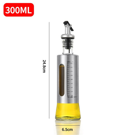 Sticla de ulei, Vivimall, Sticla de Ulei din Otel Inoxidabil, Sticla pentru Lichide de Bucatarie, Sticla pentru Lichide de Gatit, 24.8 x 6.5 cm, volum 300 ml, Gri Transparent - vivimall.ro