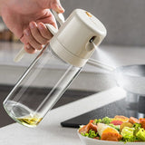 Dispenser pentru Ulei, Vivimall, prin Curgere si Pulverizare, Deschidere si Inchidere Automata a Rezervorul, 550mL, 11.4x7.8x22.8cm, Gri - vivimall.ro