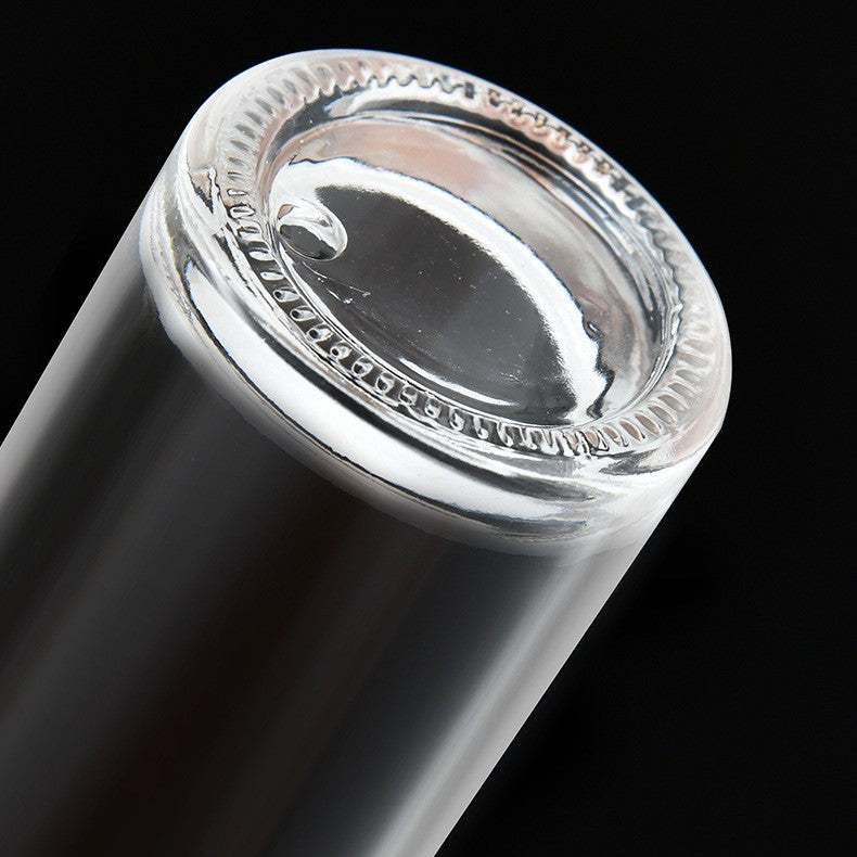 Sticla Pulverizator pentru Bucatariei, Vivimall, Spray pentru Gratar, din Sticla cu Capac din Inox, 18 x 4.2 cm, volum 100 ml, Trasnparenta cu Capac Gri - vivimall.ro