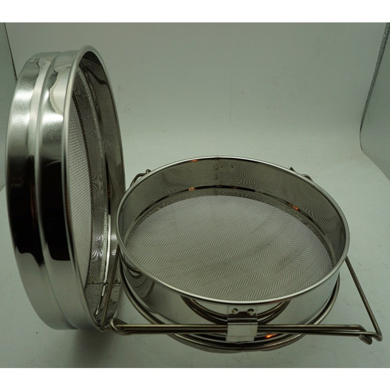 Strecuratoare Apicola, Vivimall, din Inox, Dubla, Filtrare Miere, 25 x 25 x 10 cm, Gri - vivimall.ro