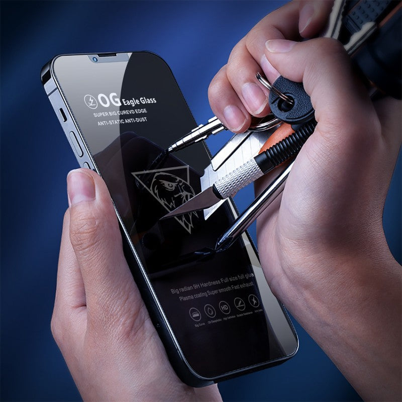 Folie Sticla Securizata, Vivimall, compatibila cu Apple iPhone 15 Pro Max, Sticla ESD, Super HD Glass, Anti-static, Margini Negre, Transparent - vivimall.ro