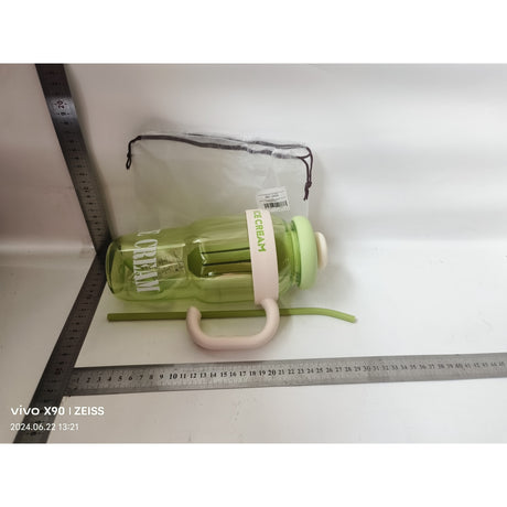 Sticla de Apa, Vivimall, Termica, Mentinere 6 Ore, 1400 mL, cu Pai si Capac, PP si Silicon, cu Maner Alb, 25.5x7.5 cm, Verde - vivimall.ro