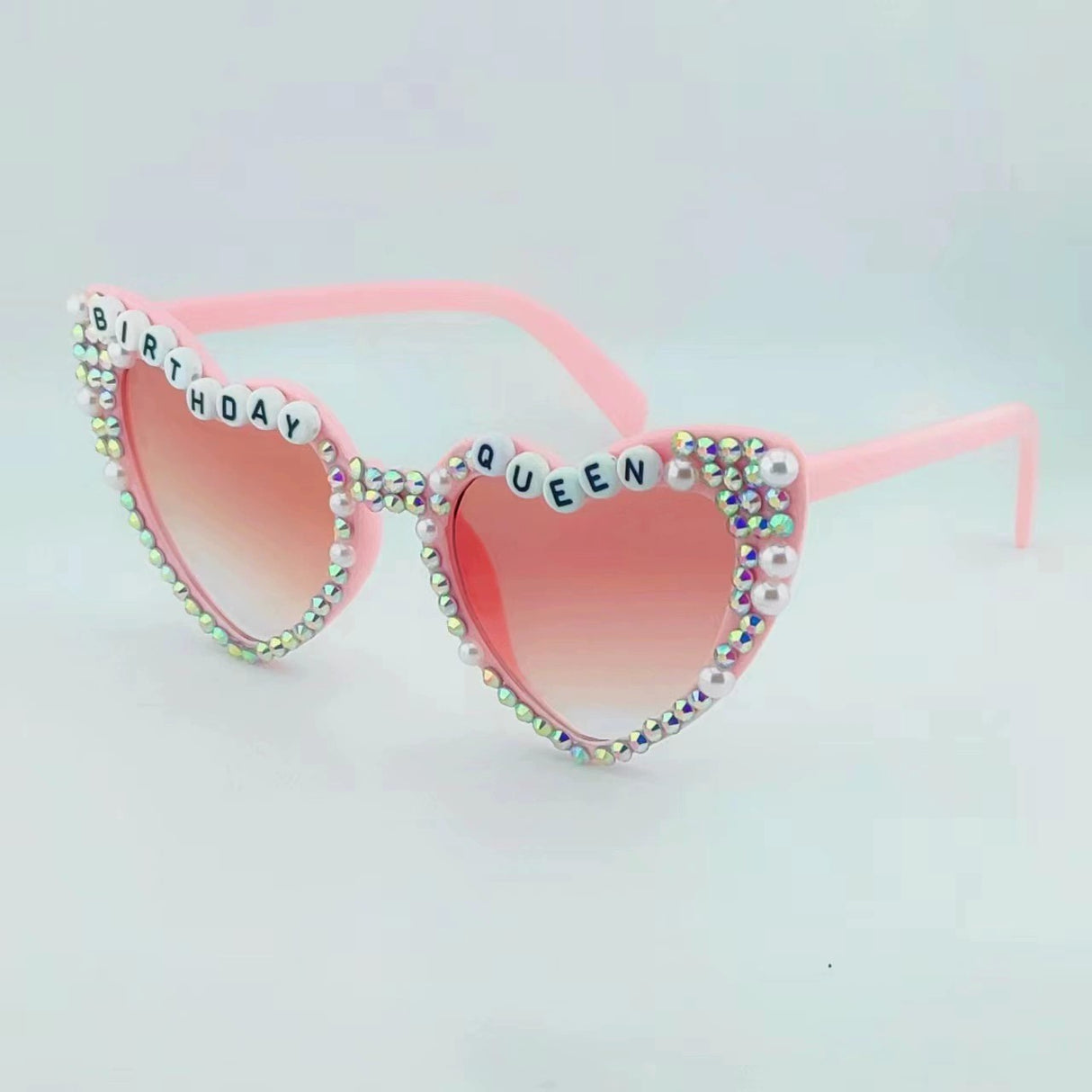 Ochelari Decorativi, Vivimall, Model Birthday Queen, cu Diamante, pentru Aniversari, din PC, 15.3 x 5.7 x 14.5 cm, Roz - vivimall.ro